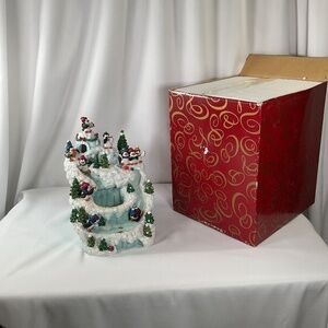 San Francisco Music Box Co Penguin Igloo Slide Fountain Christmas Songs RARE Vtg